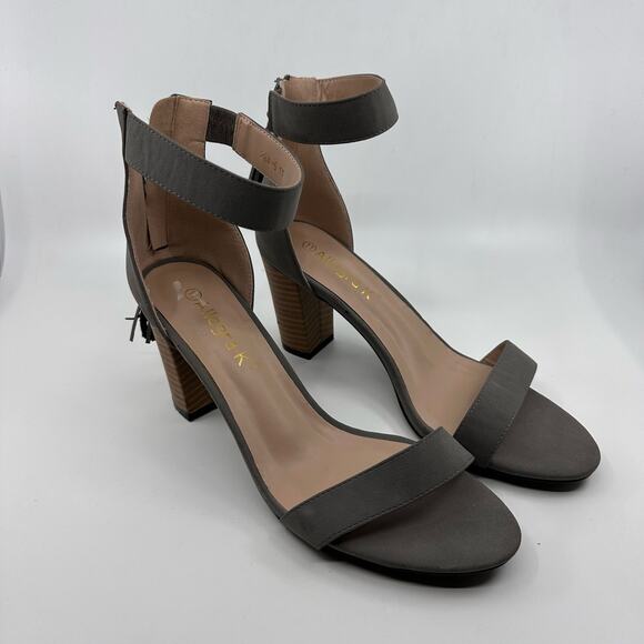 Allegra K Gray Strappy Block Heels WMN 11 Tassel Zip Ankle Strap Open Toe Sandal - Picture 3 of 8